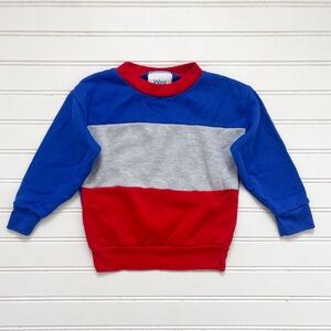 VINTAGE WEE WORKS EUC Boys Retro Colorblock Pullover Sweatshirt